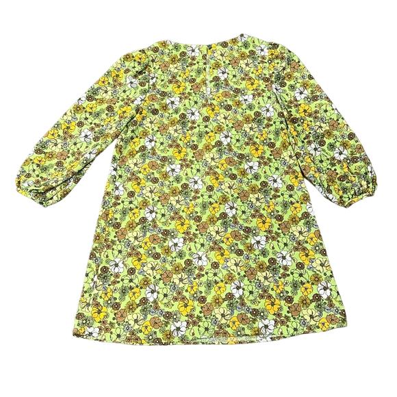 Modcloth Women's 60's Retro Shift Dress Bright Light Green Yellow Brown Size M - Picture 2 of 10